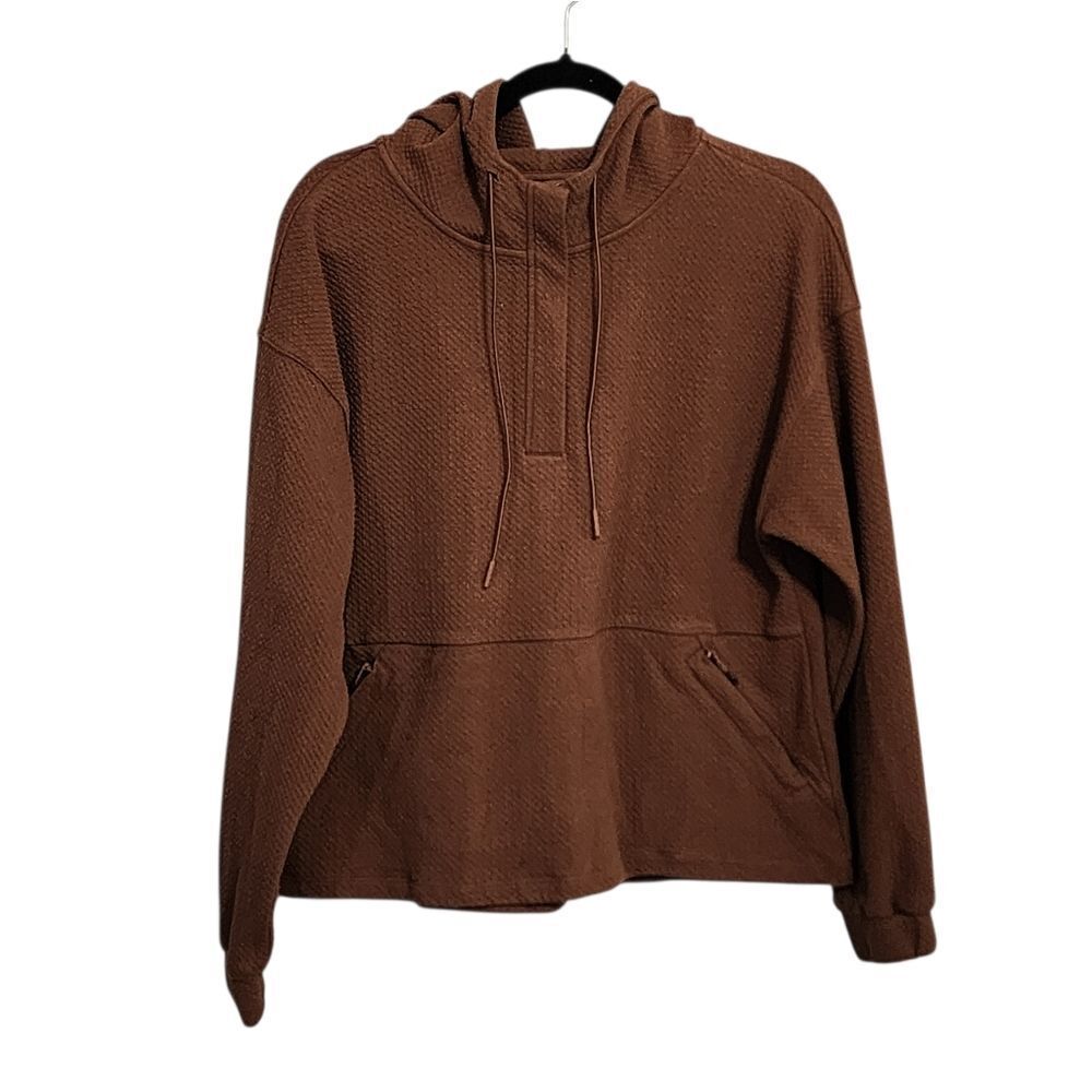 7 Diamonds Restoration Performance Hoodie Pullover M Brown Half Zip Athleisure